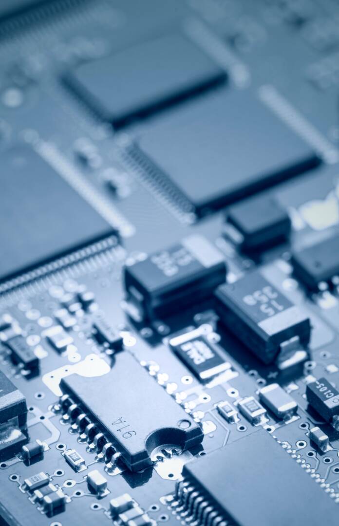 Electronic chips mounted on motherboard